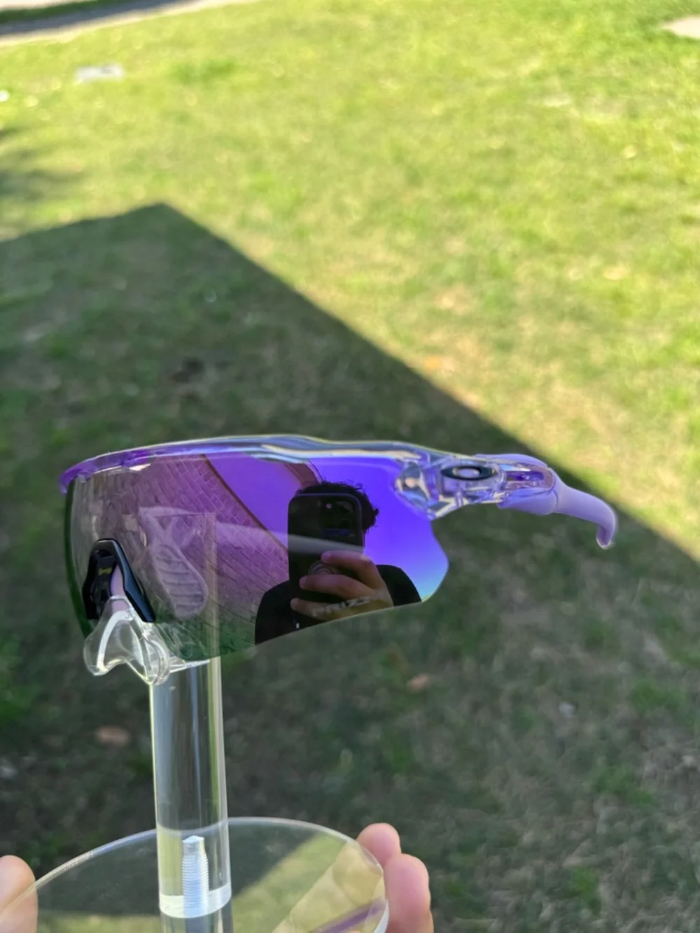 Oakley Purple Mirrored Sports Sunglasses with Black Case